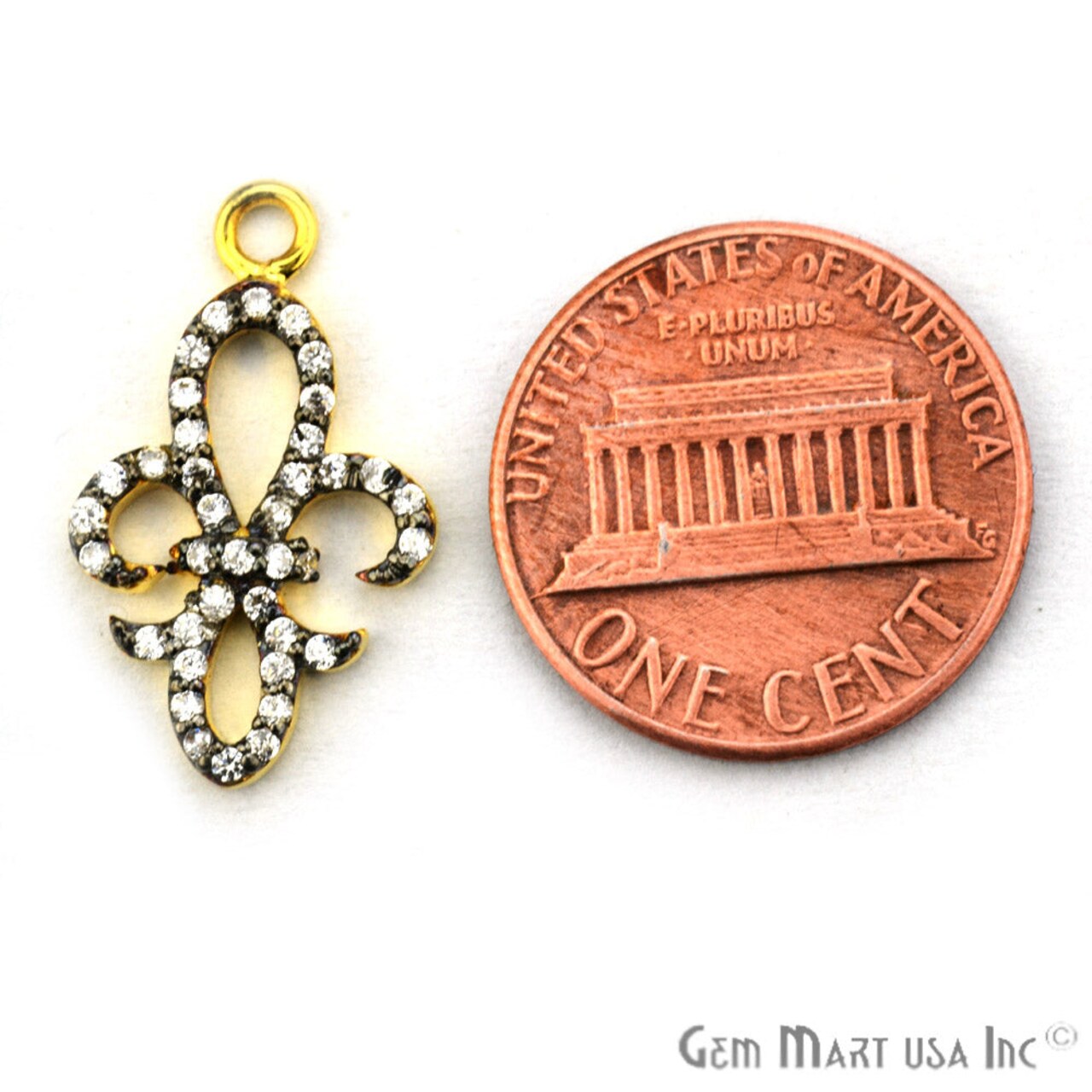 Cubic Zirconia Symbol Pendants, Gold Vermeil Pave Charms, Bracelet and Necklace Pendants, Real CZ Gems, GemMartUSA (CH_M)